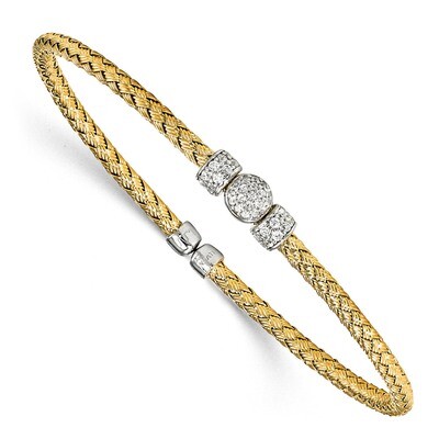 Leslie&#39;s CZ Woven Cuff Bangle Sterling Silver Gold-tone HB-QLF826, MPN: QLF826, 191101752810