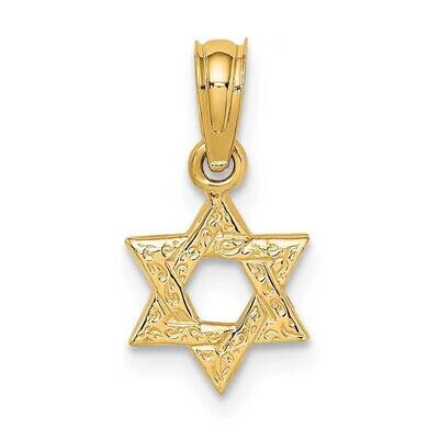 Mini Star of David with Engraved Swirl Charm 14k Gold K8385, MPN: K8385, 637218016723