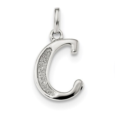 Glitter Enamel Letter C Pendant Sterling Silver Polished QC9181C, MPN: QC9181C, 886774069302