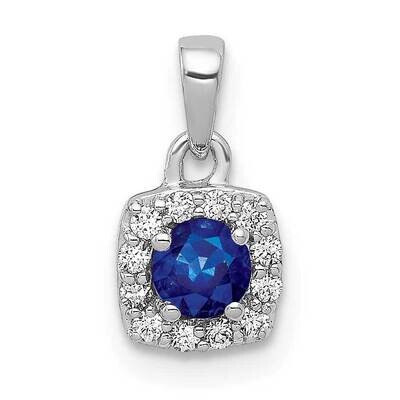 .20 Sapphire Square Halo Pendant 14k White Gold Diamond PM5248-SA-010-WA, MPN: PM5248-SA-010-WA, 88…