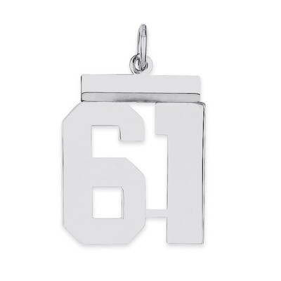 Pendant Number 61 Polished Sterling Silver Medium QMS61, MPN: QMS61, 191101278334