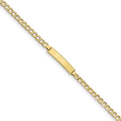 6 Inch Semi-solid Curb Link ID Bracelet 10k Gold 10DCID138-6, MPN: 10DCID138-6, 191101440748