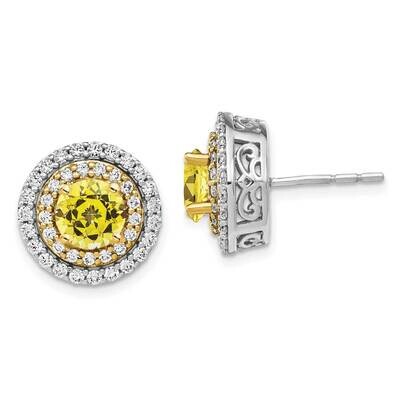 Created Yellow Sapphire Earrings 14k Two-tone Gold Lab Grown Diamond EM7503-CYS-110-WYLG, MPN: EM75…