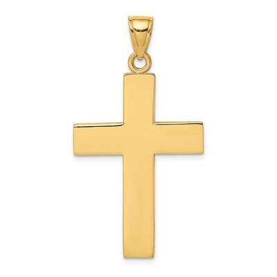 Polished Large Block Cross with Open Back Charm 14k Gold 2-D K8347, MPN: K8347, 637218016099