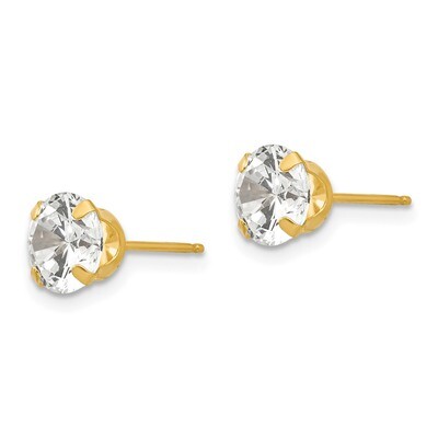 6.5mm Synthetic Diamond Post Earrings - 14k Gold SE280 by Madi K, MPN: SE280, 886774999463