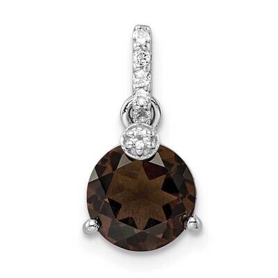 Circle 1.60T.W. Smoky Quartz White Topaz Pendant Sterling Silver Rhodium-Plated QP5710SQ, MPN: QP57…