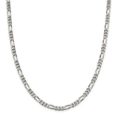 28 Inch 5.25mm Figaro Chain Sterling Silver QFG150-28, MPN: QFG150-28, 886774068091