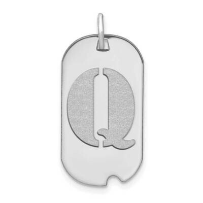 Letter Q Initial Dog Tag Pendant 14k White Gold Polished YC1439WQ, MPN: YC1439WQ, 196904077726