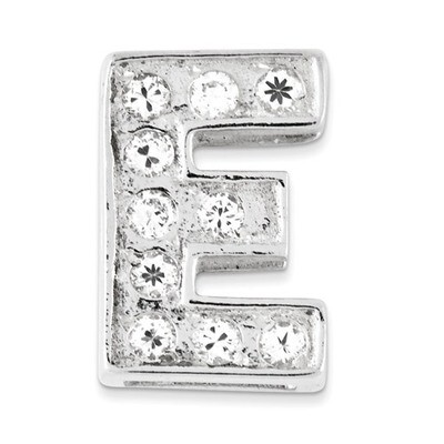 CZ Initial E Charm Sterling Silver QC6527E