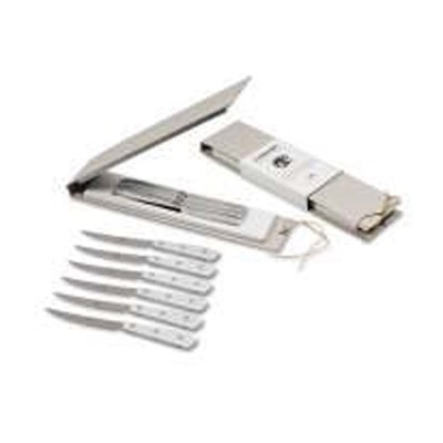 Berti Compendio Steak Set Of 6 Polished Blade Knife Ice Lucite Handle 8350