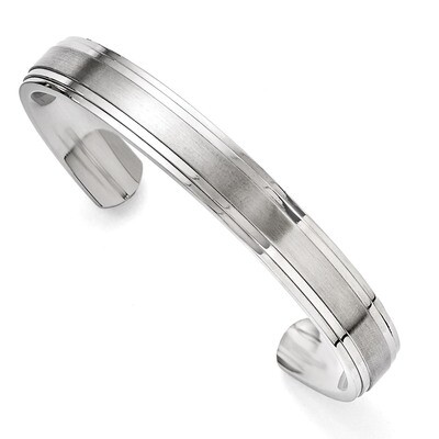 Polished and Brushed Double Step Edge Bangle - Stainless Steel SRB1515 by Chisel, MPN: SRB1515, 886…