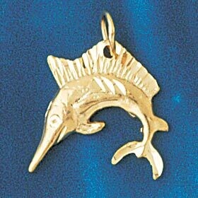 Dazzlers Jewelry Marlin Sailfish Dimensional Pendant Necklace Charm Bracelet in Yellow, White or Ro…