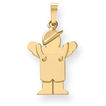 Boy in Overalls with Hat on Left Charm 14k Gold Solid Engravable XK380, MPN: XK380, 883957859439