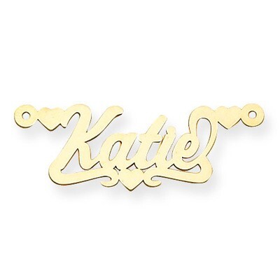 0.013 Gauge Polished Nameplate with Hearts Pendant 14k Gold XNA142Y, MPN: XNA142Y, 883957970790