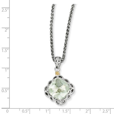 Green Quartz Necklace Sterling Silver &amp; 14k Gold QTC903, MPN: QTC903, 883957466972