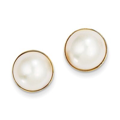 9-10mm Cultured Mabe Pearl Earrings 14k Gold XMP96, MPN: XMP96, 815479016861