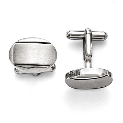 Polished Brushed and Enameled Oval Cufflinks - Stainless Steel SRC263 by Chisel, MPN: SRC263, 88677…