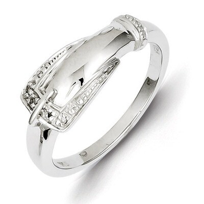 Buckle Ring Sterling Silver Rhodium-plated Diamond QR4896, MPN: QR4896, 883957366715