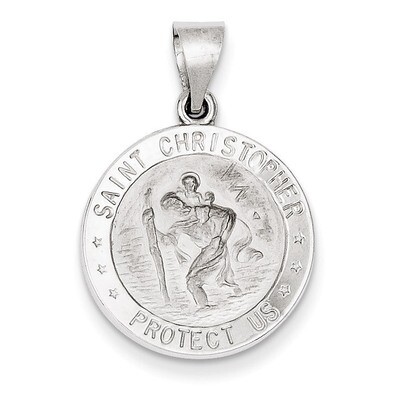 Polished and Satin Saint Christopher Medal Pendant 14k White Gold XR1301, MPN: XR1301, 886774582283