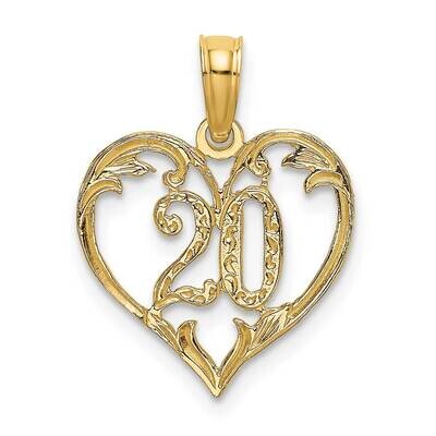 20 Inside Heart Charm 14k Gold K8287, MPN: K8287, 637218045518