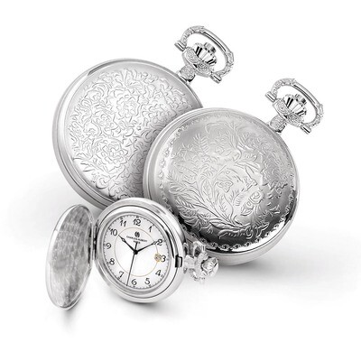 Charles Hubert Chrome-finish Floral Design Pocket Watch XWA4463, MPN: XWA4463, 848870000252