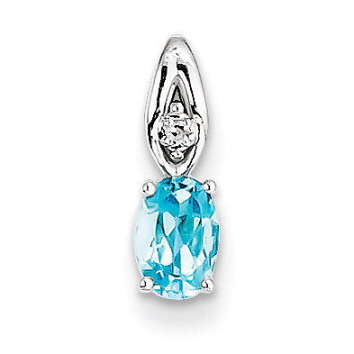 Blue Topaz Diamond Pendant 14k White Gold Genuine XBS331, MPN: XBS331, 883957528168