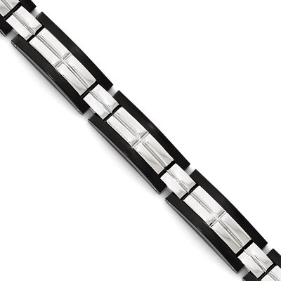 Polished Black IP-plated 8.5 in. Bracelet - Stainless Steel SRB1747-8.5 by Chisel, MPN: SRB1747-8.5…