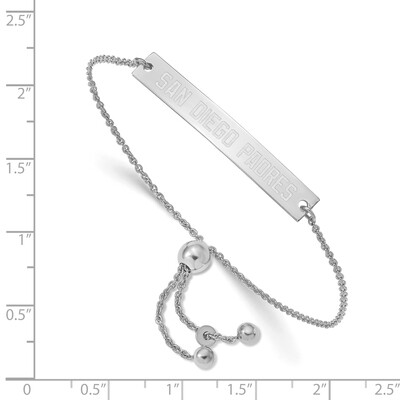 MLB San Diego Padres Small Bar Adjustable Bracelet Sterling Silver Rhodium-plated SS037PAD-9, MPN: …