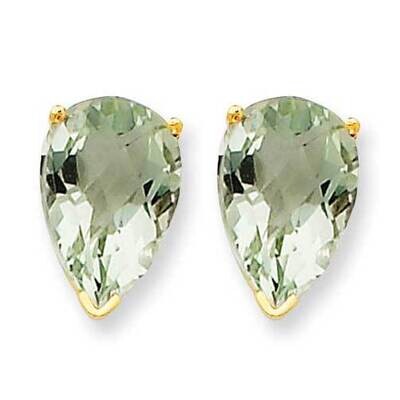 12x8 Pear Checker-Cut Green Quartz Earrings 14k Gold XE84CG, MPN: XE84CG, 883957105147