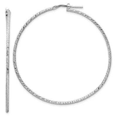 Polished Diamond-Cut 1.5mm Tube Hoop Earrings Sterling Silver Rhodium-Plated QE15853, MPN: QE15853,…