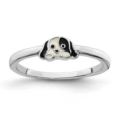 Childs Enameled Puppy Ring Sterling Silver Rhodium-plated QR6824, MPN: QR6824, 886774006758