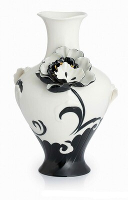 Franz Porcelain Pattern Of Black and White Peony Flower Vase CP00001, MPN: CP00001,