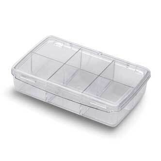 Clear Plastic 6 Compartment 4.63x3x1.13 inch Organizer Box with Lid JT5383, MPN: JT5383, 6542071782…