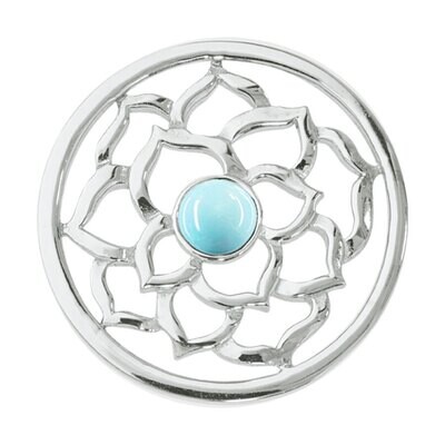 Nikki Lissoni Blue Turquoise Flower Silver Plated 33mm Coin C1011SM, MPN: C1011SM, 8718627460351