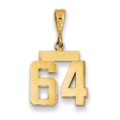 Number 64 Charm 14k Gold Small Polished SP64, MPN: SP64, 883957141411