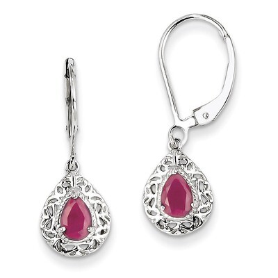 African Ruby Teardrop Lever Back Earrings Sterling Silver QE10017R, MPN: QE10017R, 883957433981