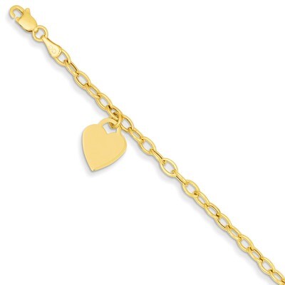 Dangle Heart Bracelet 8.5 Inch 14k Gold SF1822-8.5, MPN: SF1822-8.5, 883957572741