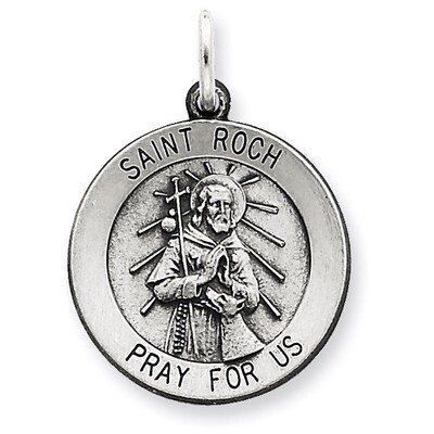 Saint Roch Medal Antiqued Sterling Silver QC5756, MPN: QC5756, 191101184116