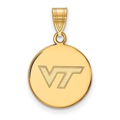 Virginia Tech Medium Disc Pendant Gold-plated Silver GP033VTE, MPN: GP033VTE, 886774936277