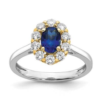 Cr. Oval Blue Sapphire &amp; Lab Grown Dias Fashion Ring 10k White Gold RM6990-CS-100-0WALG, MPN: RM699…