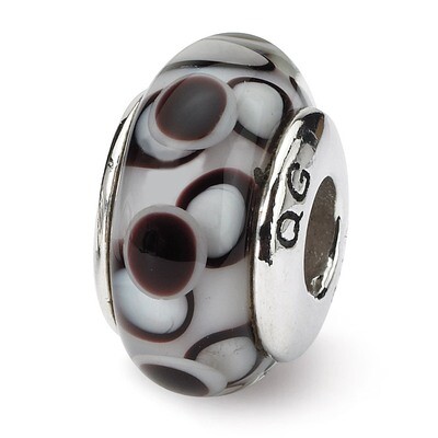 Black Hand-blown Glass Bead - Sterling Silver QRS705, MPN: QRS705, 883957726151