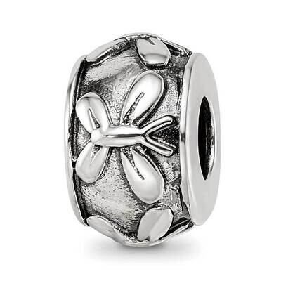 Antiqued Butterfly Pattern Bead Sterling Silver QRS4068, MPN: QRS4068,