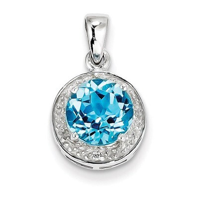 Light Swiss Blue Topaz Pendant Sterling Silver Rhodium-plated Diamond QP2960BT, MPN: QP2960BT, 8839…