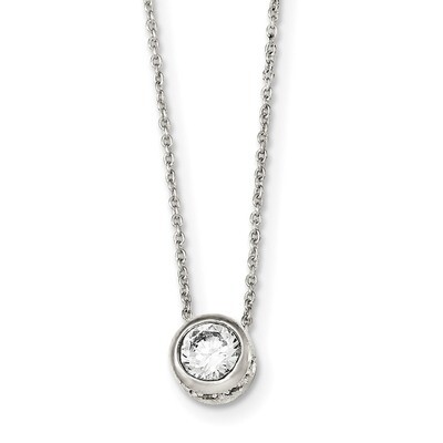 CZ Diamond Necklace 18 Inch Sterling Silver Polished QG3994-18, MPN: QG3994-18, 191101073120