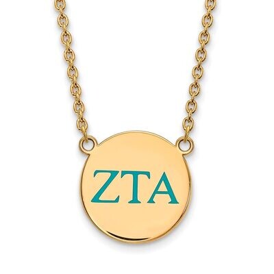 Zeta Tau Alpha Small Enameled Pendant with 18 Inch Chain Gold-plated Silver GP028ZTA-18, MPN: GP028…