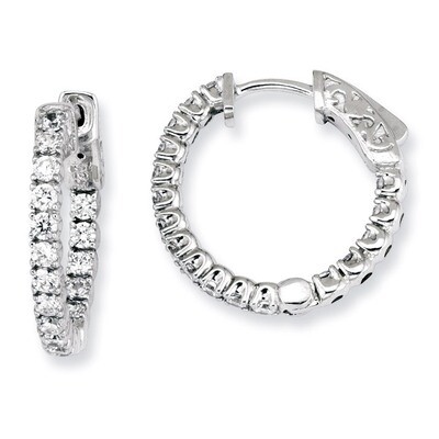 34 Stones In and Out Round Hoop Earrings Sterling Silver with Diamonds QE7567, MPN: QE7567, 8867742…