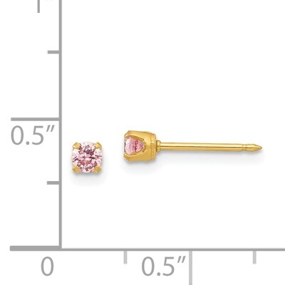 3mm Pink Ice Cubic Zirconia Post Earrings 24k Gold-plated 39E, MPN: 39E,