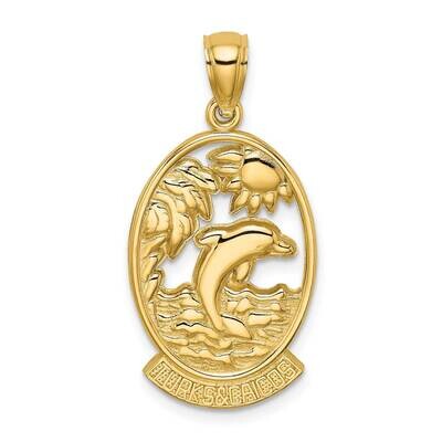 Turks Caicos with Dolphin Sunset In Frame Charm 14k Gold K8157, MPN: K8157, 637218076789