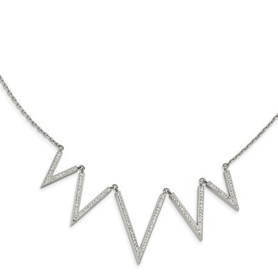 Preciosa Crystal V shape 1.25 Inch ext Necklace Stainless Steel Polished SRN2556-16.5 by Chisel, MP…