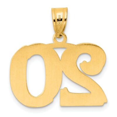 Number 20 Pendant 14k Gold Polished Etched AEN20, MPN: AEN20, 196904081082